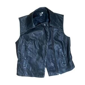 Free Press Women's Black Faux Leather Moto Vest Size Small